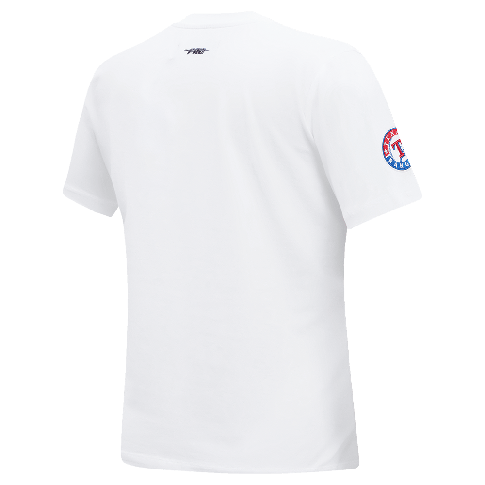 TOP MUJER MLB TEXAS RANGERS CLASSIC DE MANGA CORTA, JERSEY SIMPLE Y CORTE AJUSTADO (BLANCO)