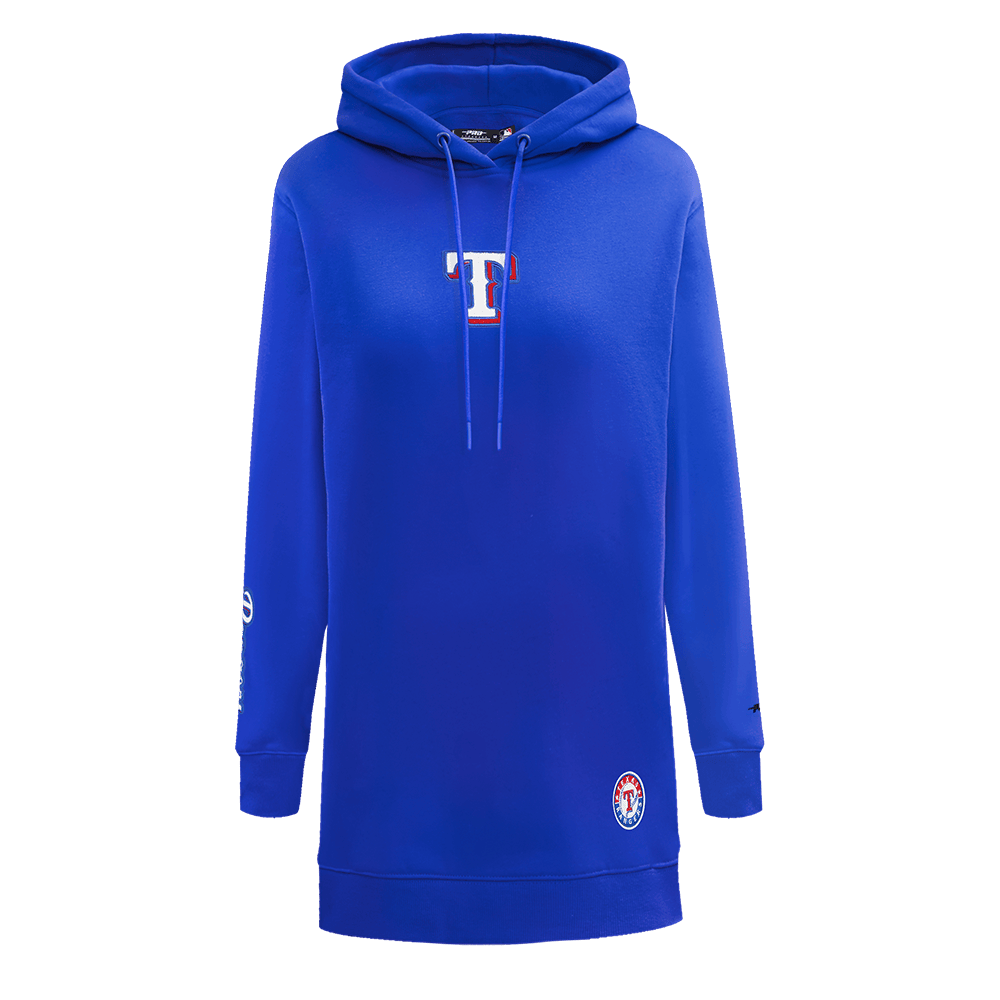 MLB TEXAS RANGERS CLASSIC WOMEN'S FLEECE HOODIE DRESS (ROYAL BLUE)