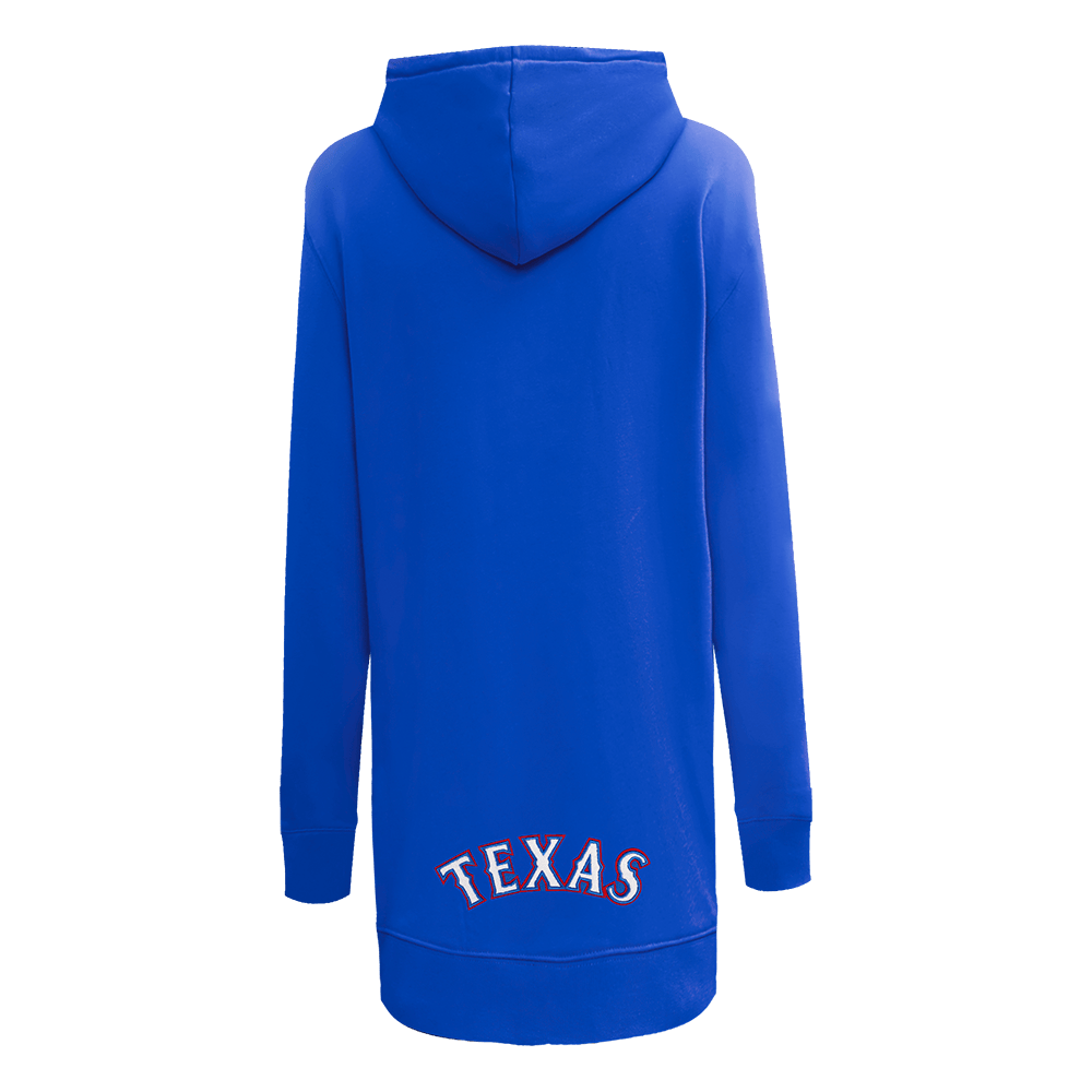 MLB TEXAS RANGERS CLASSIC WOMEN'S FLEECE HOODIE DRESS (ROYAL BLUE)