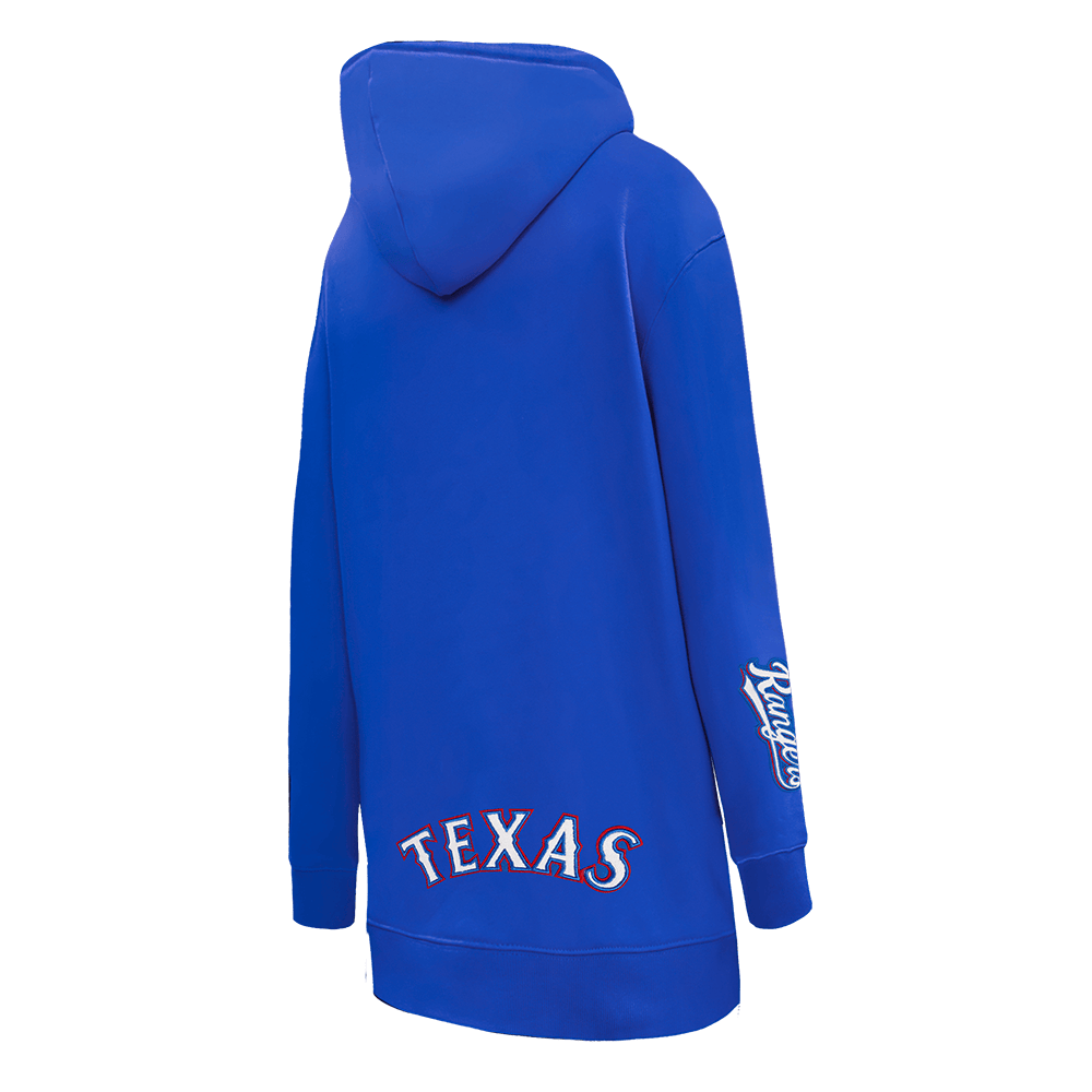 MLB TEXAS RANGERS CLASSIC WOMEN'S FLEECE HOODIE DRESS (ROYAL BLUE)