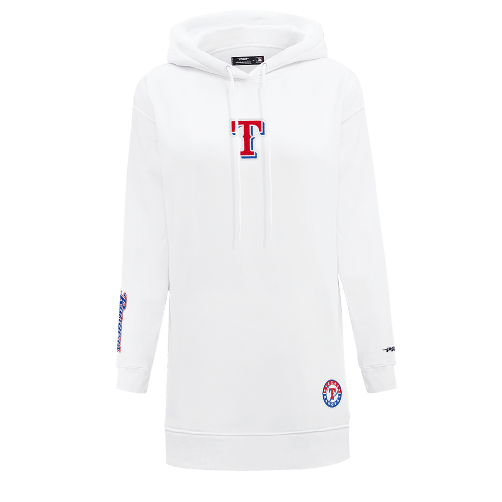 MLB TEXAS RANGERS CLASSIC WOMEN'S FLEECE HOODIE DRESS (WHITE)