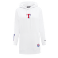 MLB TEXAS RANGERS CLASSIC WOMEN'S FLEECE HOODIE DRESS (WHITE)