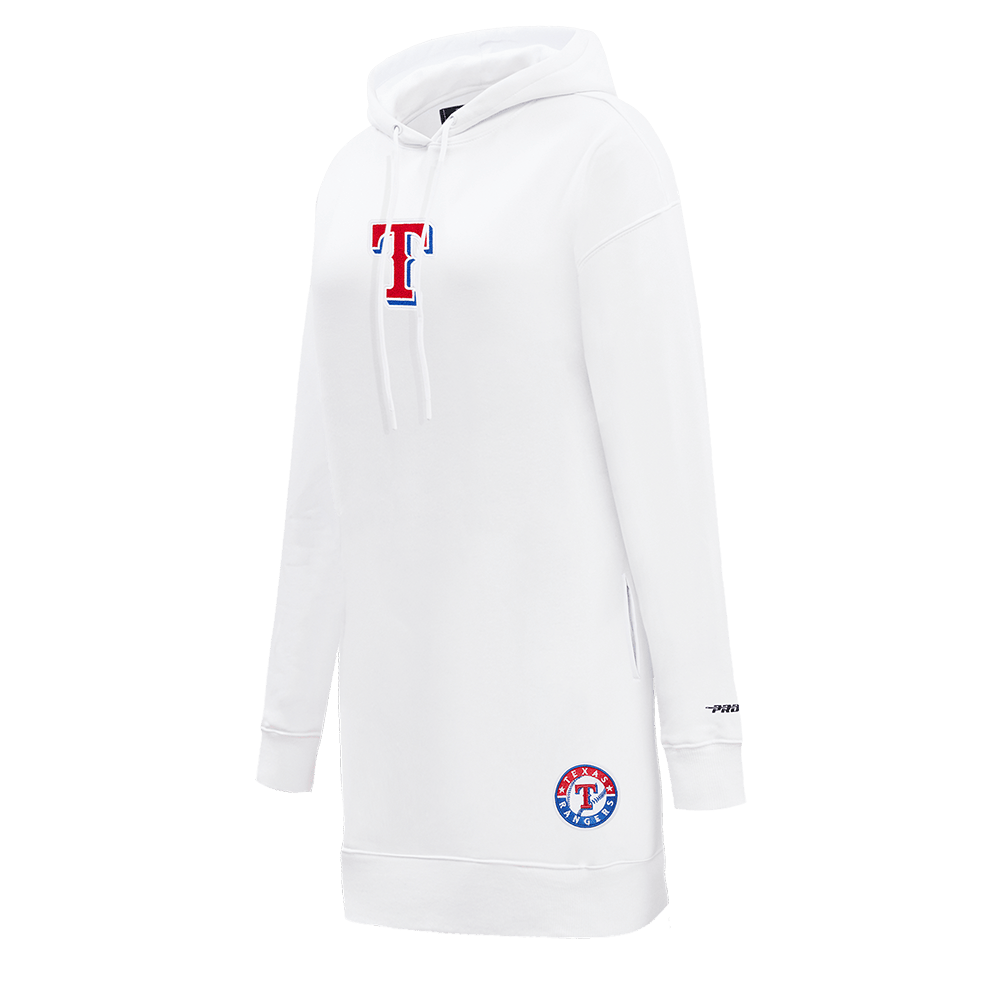 MLB TEXAS RANGERS CLASSIC WOMEN'S FLEECE HOODIE DRESS (WHITE)