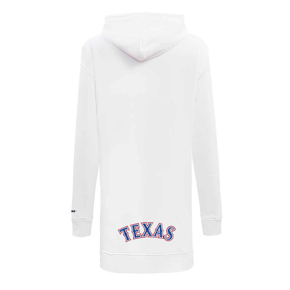 MLB TEXAS RANGERS CLASSIC WOMEN'S FLEECE HOODIE DRESS (WHITE)