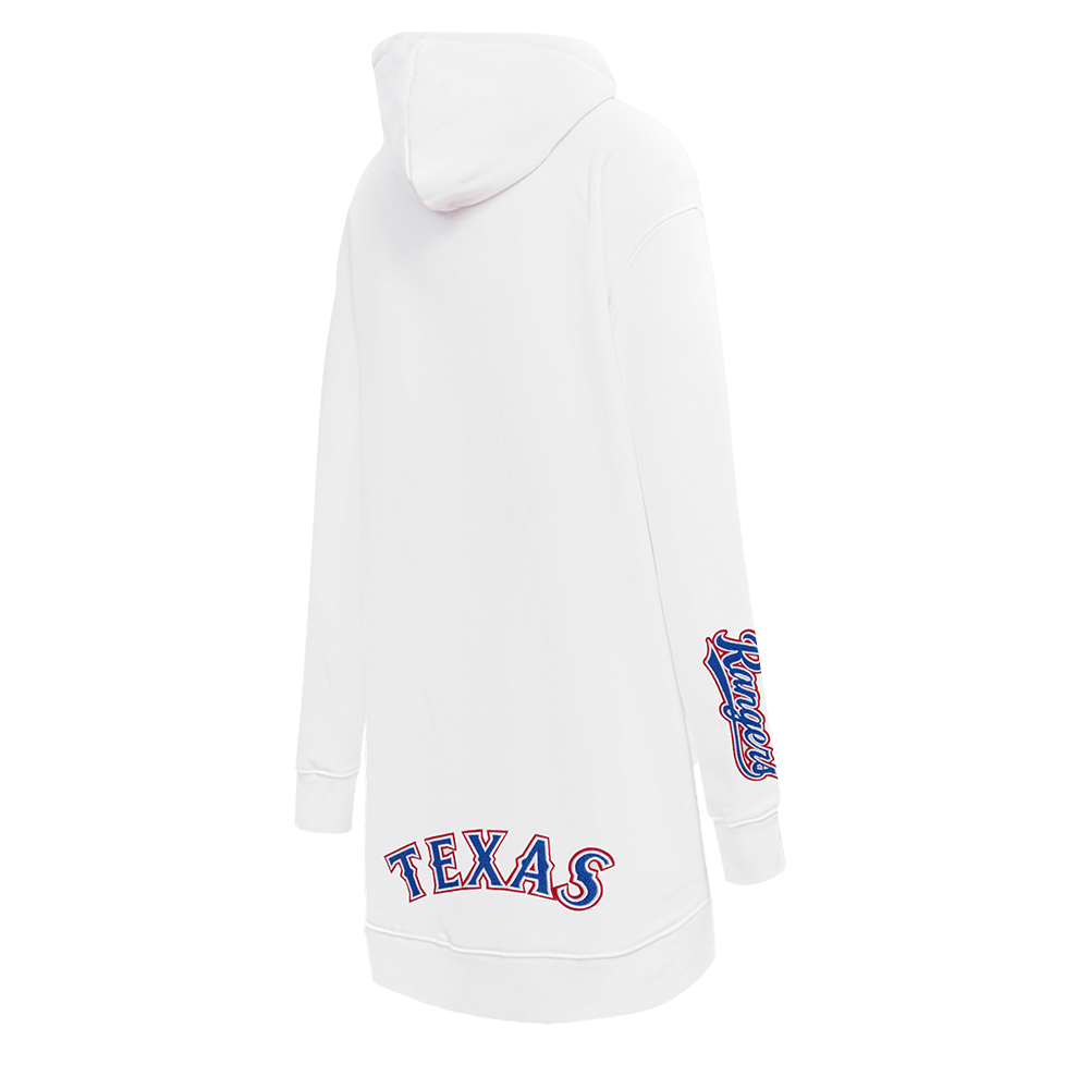 MLB TEXAS RANGERS CLASSIC WOMEN'S FLEECE HOODIE DRESS (WHITE)