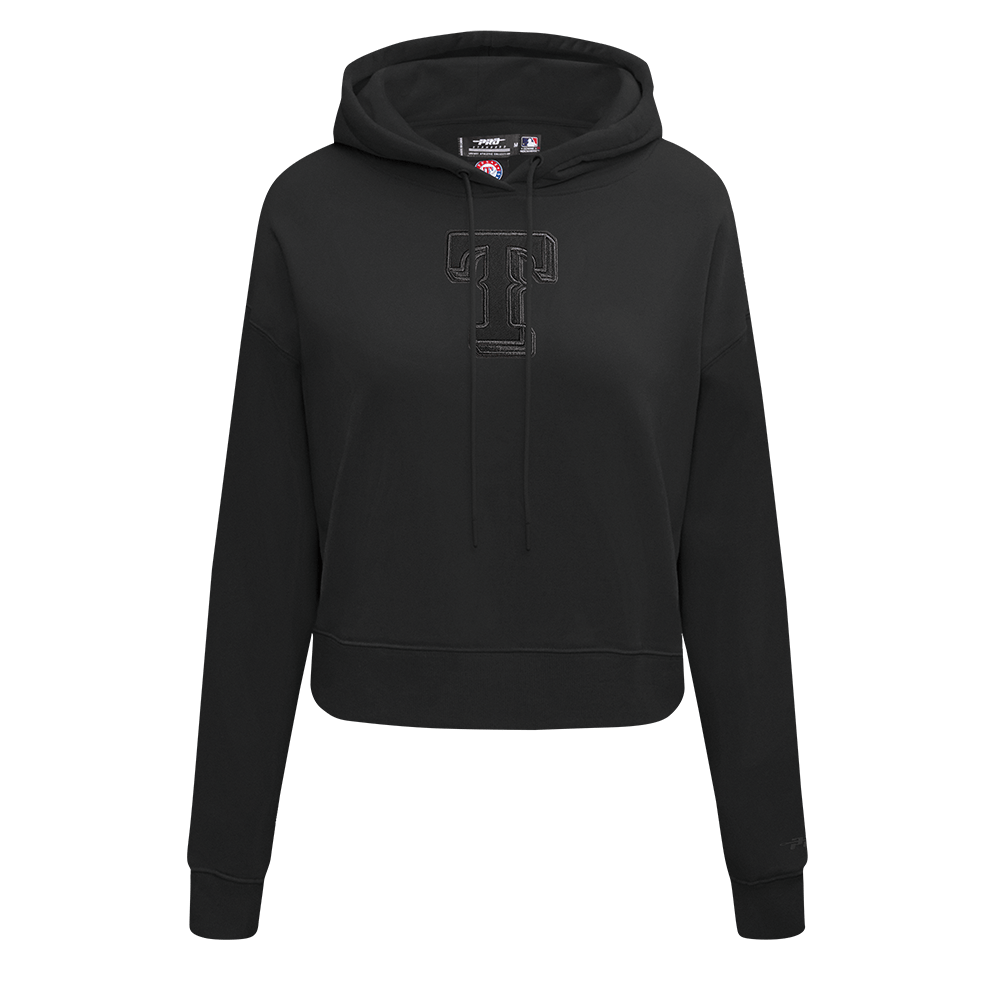 MLB TEXAS RANGERS SUDADERA CORTA CON CAPUCHA PARA MUJER NEUTRAL (NEGRA)