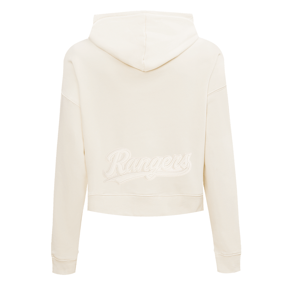 MLB TEXAS RANGERS NEUTRAL WOMEN'S CROPPED PULLOVER HOODIE (EGGSHELL)