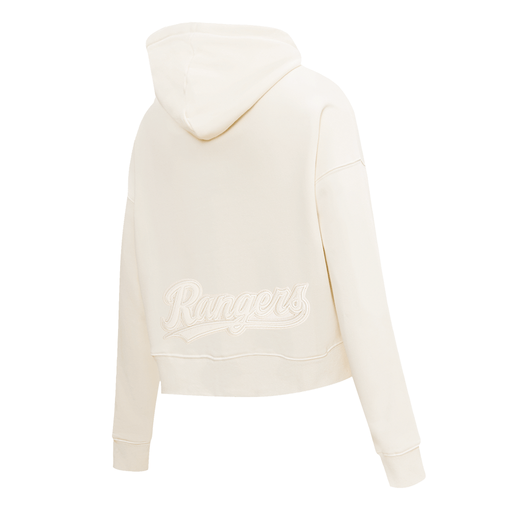 MLB TEXAS RANGERS NEUTRAL WOMEN'S CROPPED PULLOVER HOODIE (EGGSHELL)