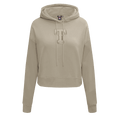 MLB TEXAS RANGERS SUDADERA CORTA CON CAPUCHA NEUTRA PARA MUJER (BEIGE)