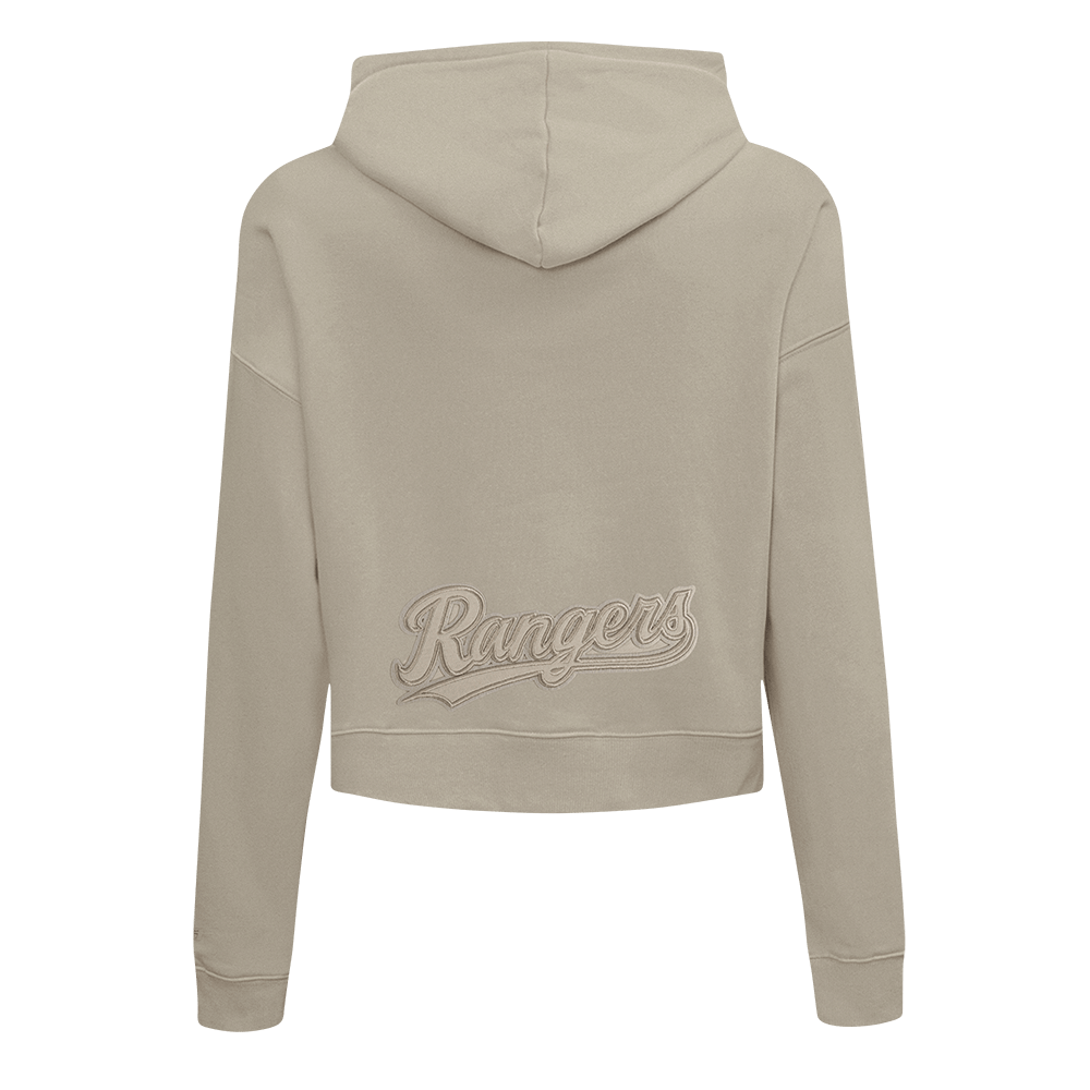 MLB TEXAS RANGERS SUDADERA CORTA CON CAPUCHA NEUTRA PARA MUJER (BEIGE)