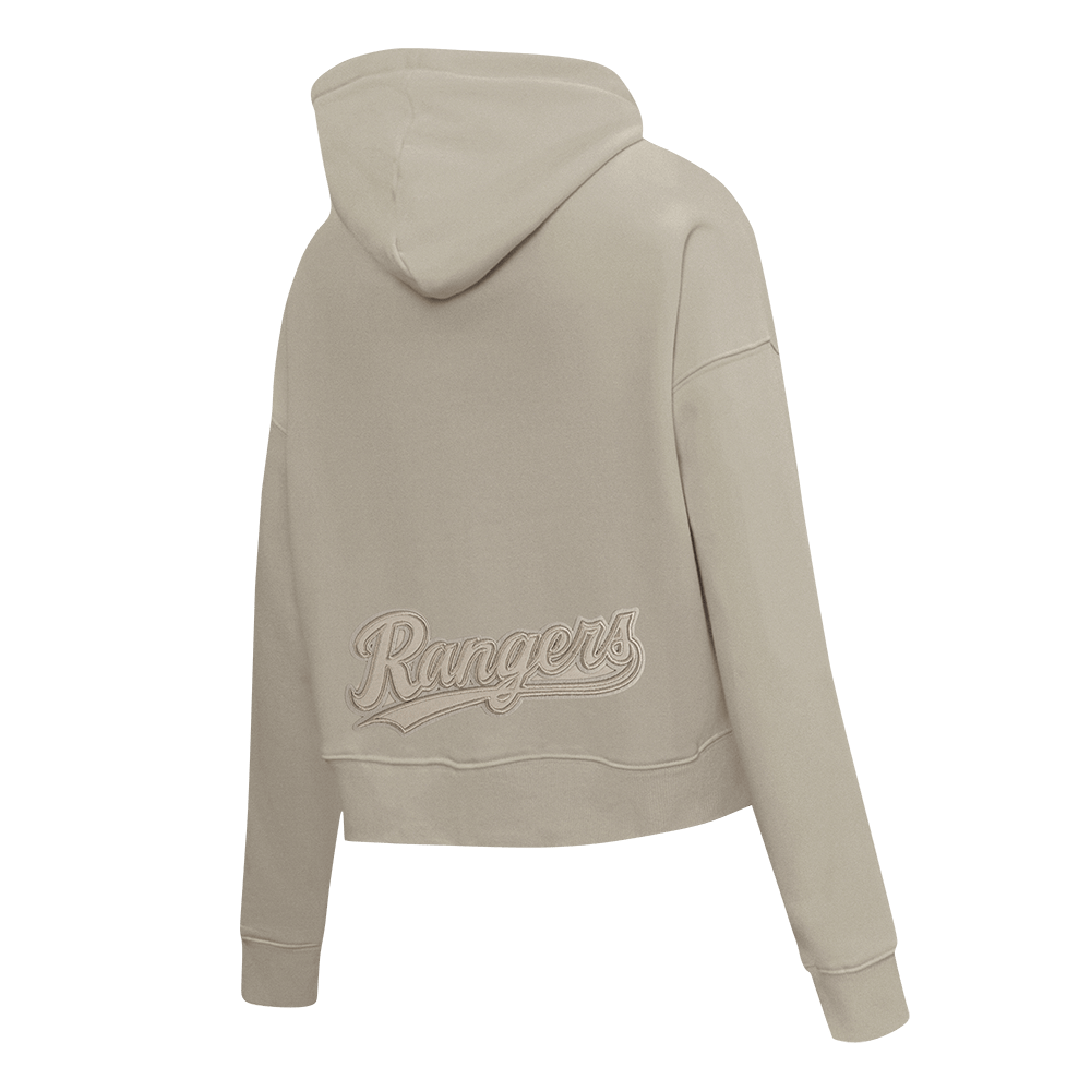 MLB TEXAS RANGERS SUDADERA CORTA CON CAPUCHA NEUTRA PARA MUJER (BEIGE)