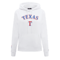 MLB TEXAS RANGERS CLASSIC WOMEN'S FLEECE PULLOVER HOODIE (WHITE)