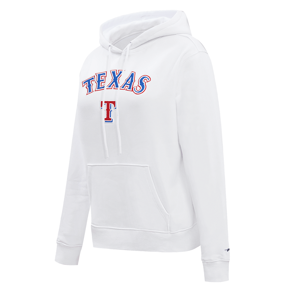 MLB TEXAS RANGERS CLASSIC WOMEN'S FLEECE PULLOVER HOODIE (WHITE)