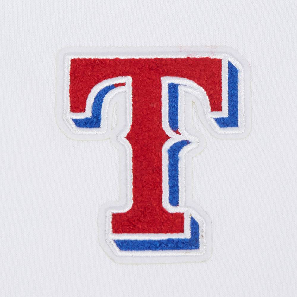 MLB TEXAS RANGERS SUDADERA CORTA DE FELPA CON CAPUCHA CLÁSICA PARA MUJER (BLANCO)