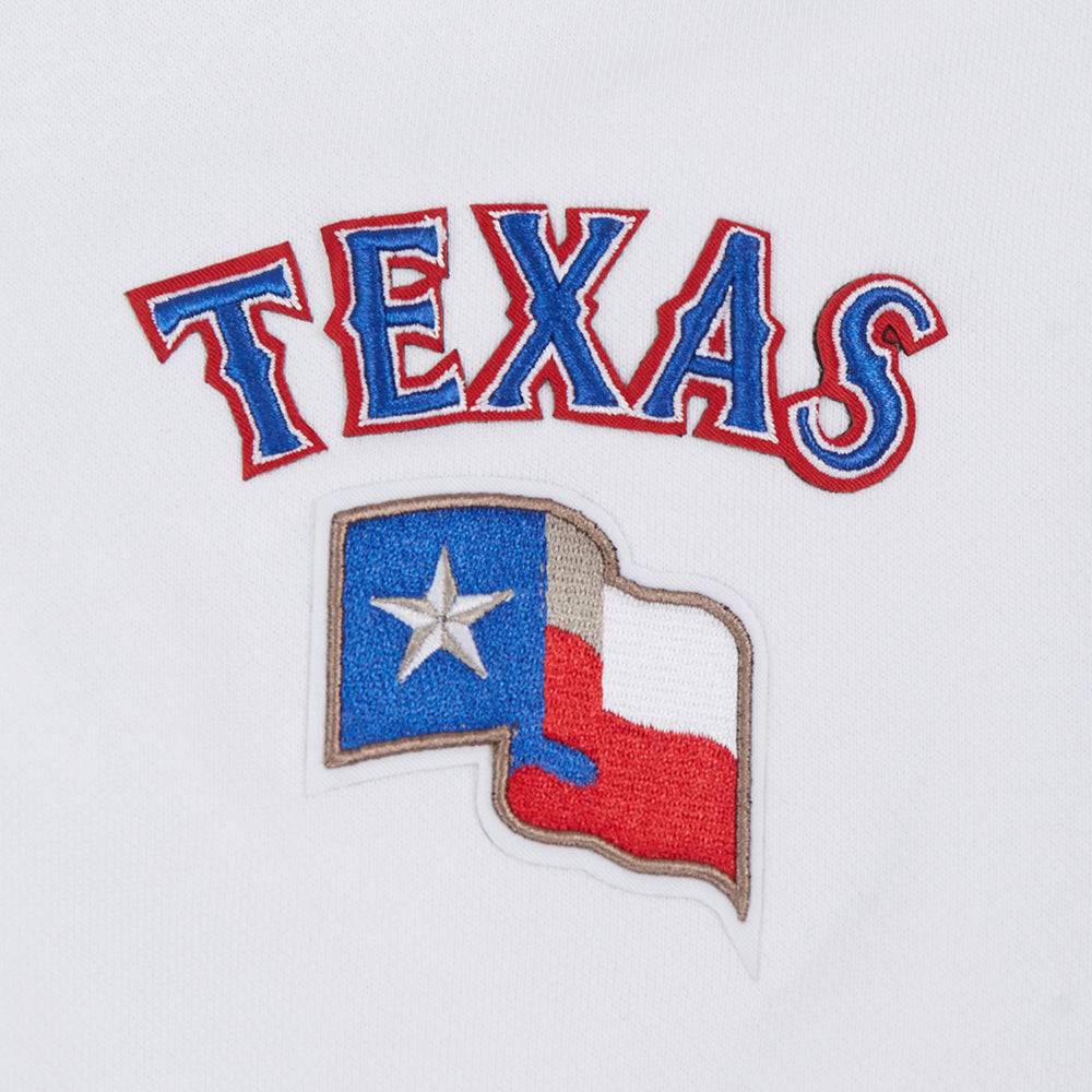 MLB TEXAS RANGERS SUDADERA CORTA DE FELPA CON CAPUCHA CLÁSICA PARA MUJER (BLANCO)
