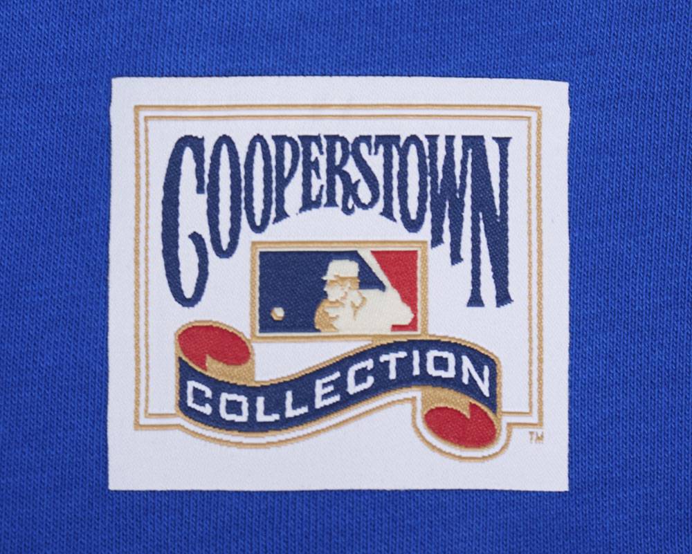 MLB TEXAS RANGERS RETRO CLASSIC WOMEN'S RIB CROPPED PULLOVER HOODIE (ROYAL BLUE/RED)