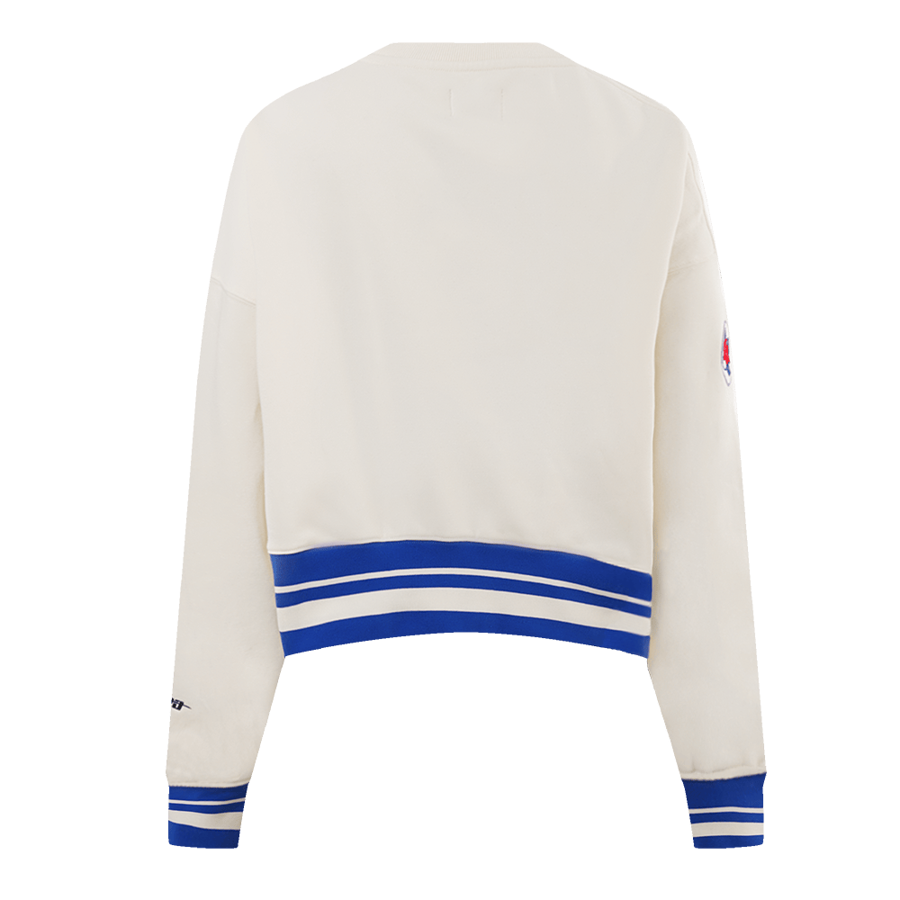 MLB TEXAS RANGERS RETRO CLASSIC WOMEN'S RIB CREWNECK (EGGSHELL/ROYAL BLUE)
