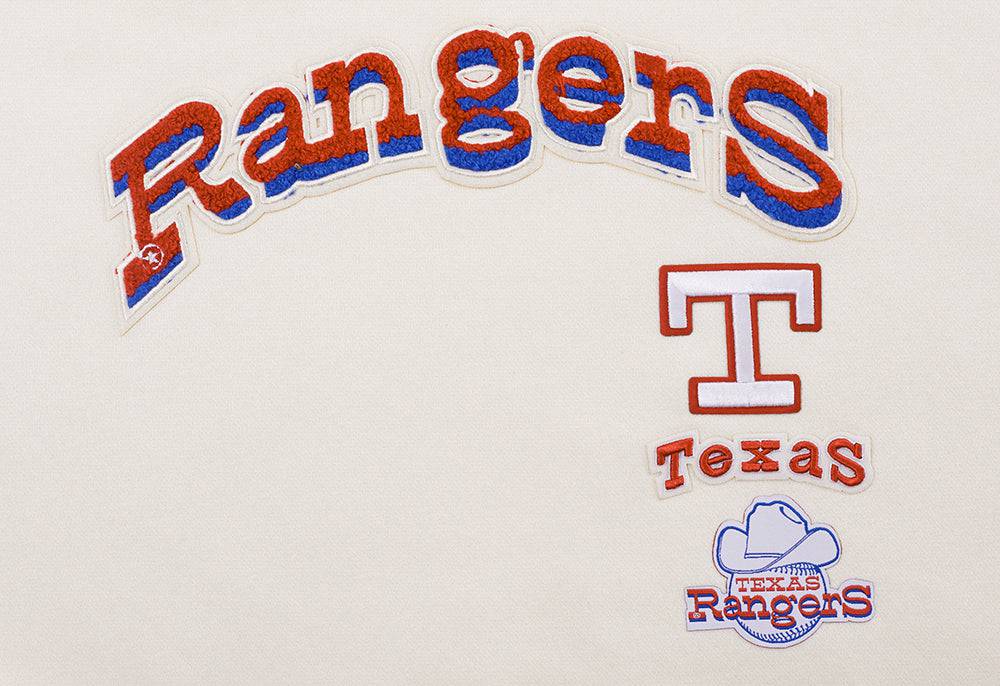 MLB TEXAS RANGERS RETRO CLASSIC WOMEN'S RIB CREWNECK (EGGSHELL/ROYAL BLUE)