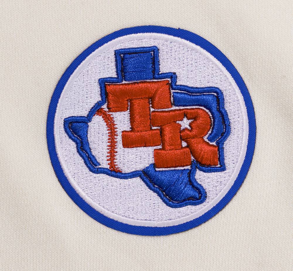 MLB TEXAS RANGERS RETRO CLASSIC WOMEN'S RIB CREWNECK (EGGSHELL/ROYAL BLUE)