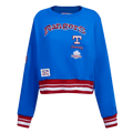 MLB TEXAS RANGERS RETRO CLASSIC WOMEN'S RIB CREWNECK (ROYAL BLUE/RED)