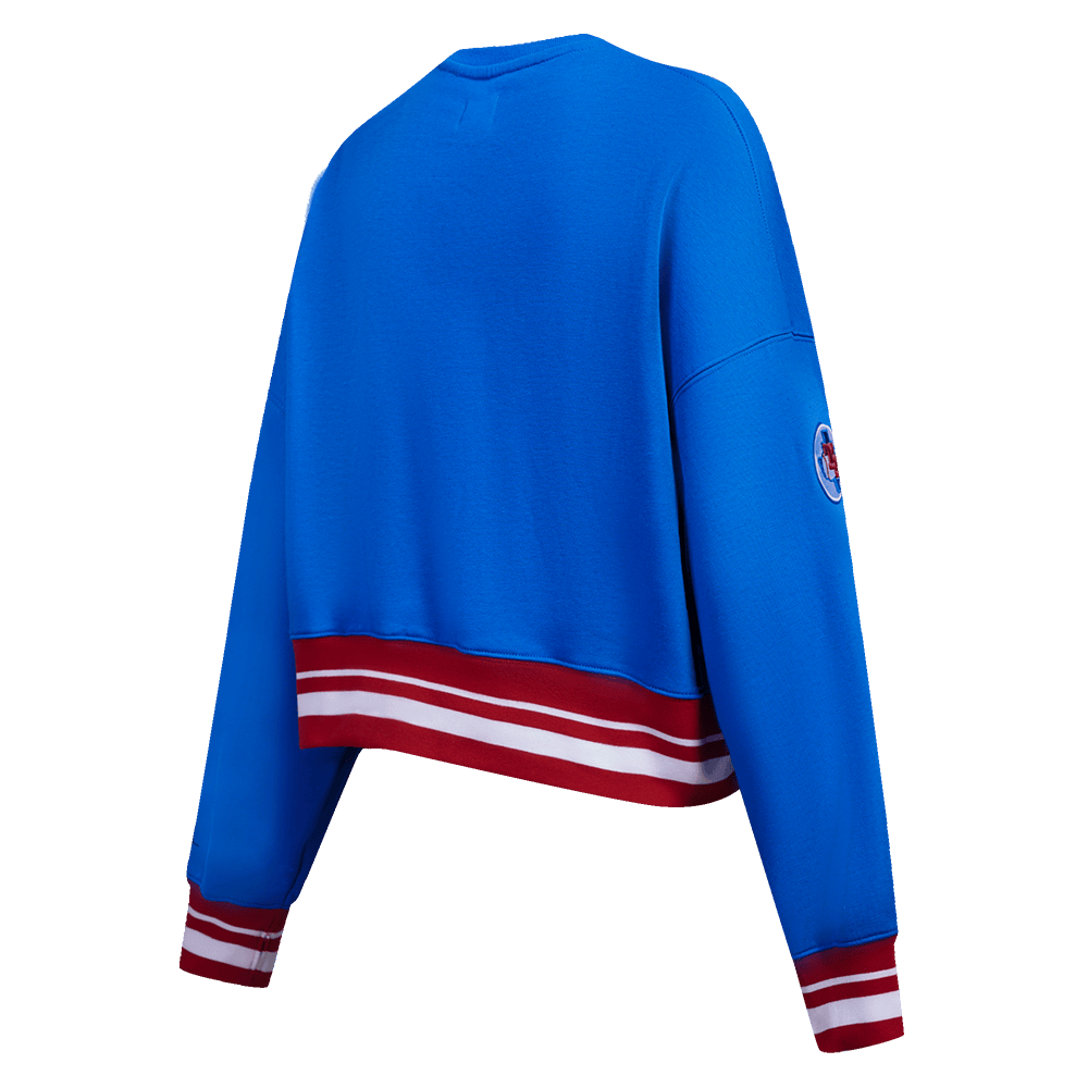 MLB TEXAS RANGERS RETRO CLASSIC WOMEN'S RIB CREWNECK (ROYAL BLUE/RED)