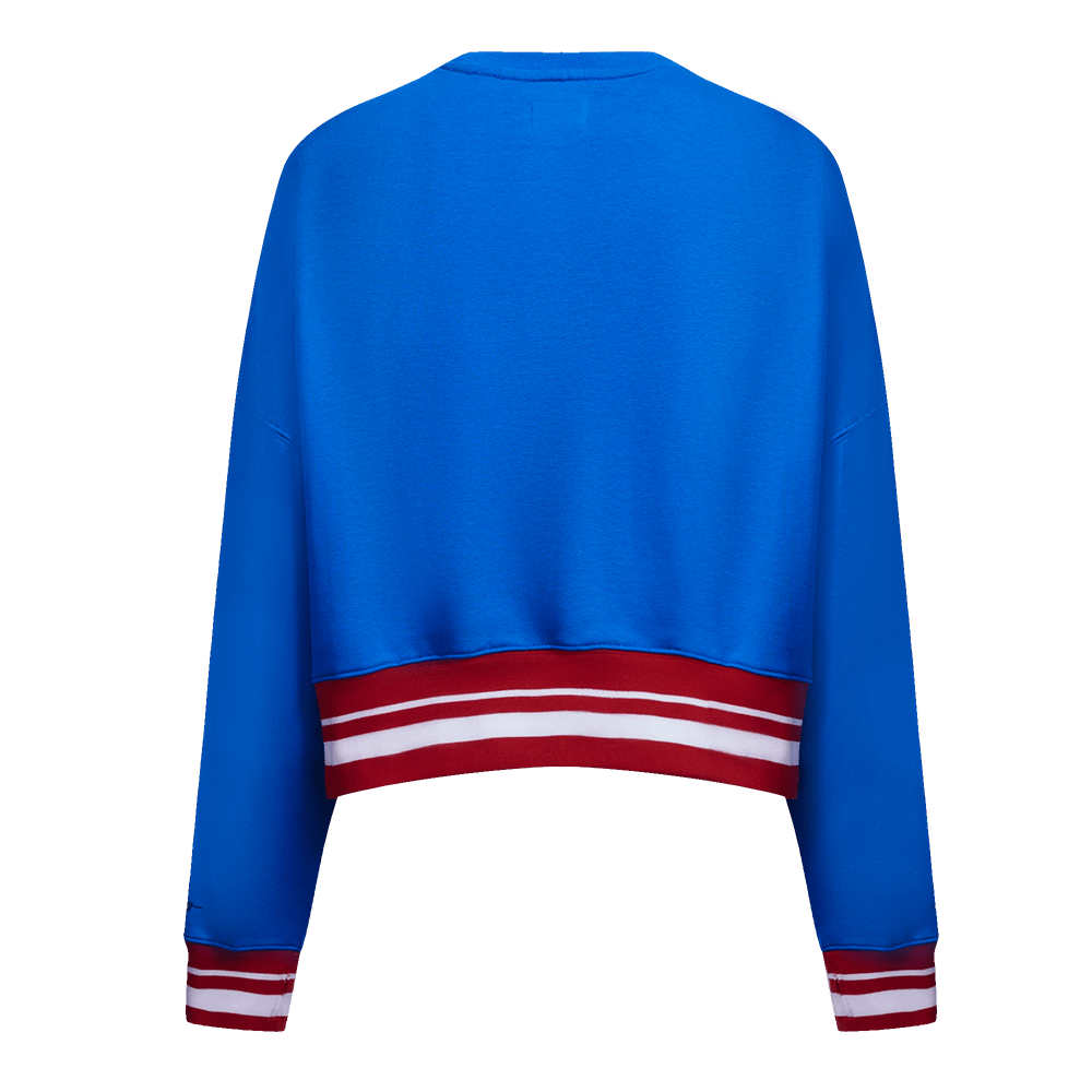MLB TEXAS RANGERS RETRO CLASSIC WOMEN'S RIB CREWNECK (ROYAL BLUE/RED)