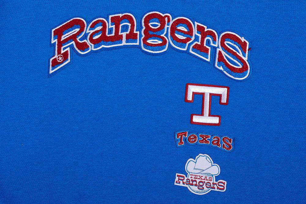 MLB TEXAS RANGERS RETRO CLASSIC WOMEN'S RIB CREWNECK (ROYAL BLUE/RED)